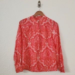 J.Crew Paisley Silk Blouse in Red/Pink Size 2